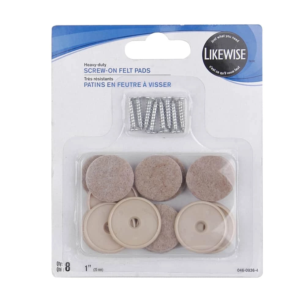 Certified Round Beige Heavy Duty Screw-On Felt Pads, 1-in - Image 2
