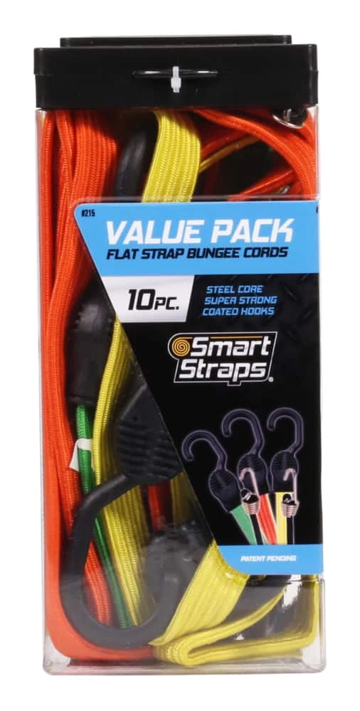 Certified Flat Strap Bungee Cord Kit, Assorted Sizes, 10-pk - Image 4