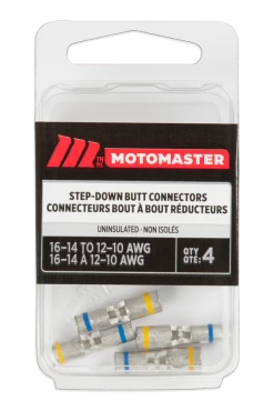 Certified 16-14 To 12-10 AWG Uninsulated Step Down Butt Connector, 4-pk