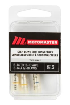 Certified 16-14 To 12-10 AWG Vinyl Step Down Butt Connector, 3-pk