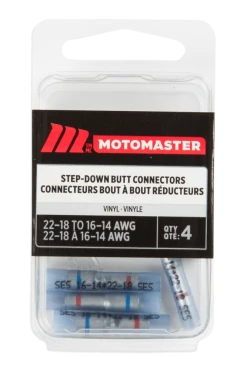 Certified 22-18 To 16-14 AWG Vinyl Step Down Butt Connector, 4-pk