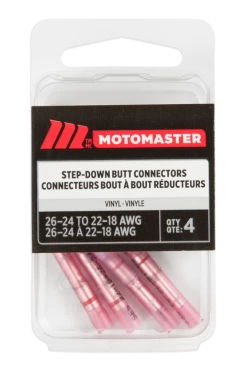 Certified 26-24 To 22-18 AWG Vinyl Step Down Butt Connector, 4-pk