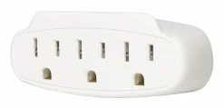 Certified 3-Outlet Extender Wall Tap, Grounded Adapter, 3-Prong, White