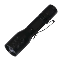 Certified 50 Lumens LED Aluminum Handheld Flashlight With Adjustable Brightness, Batteries Included, Black