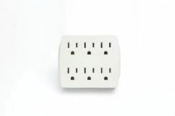 Certified 6-Outlet Extender Wall Tap, Grounded Adapter, 3-Prong, White