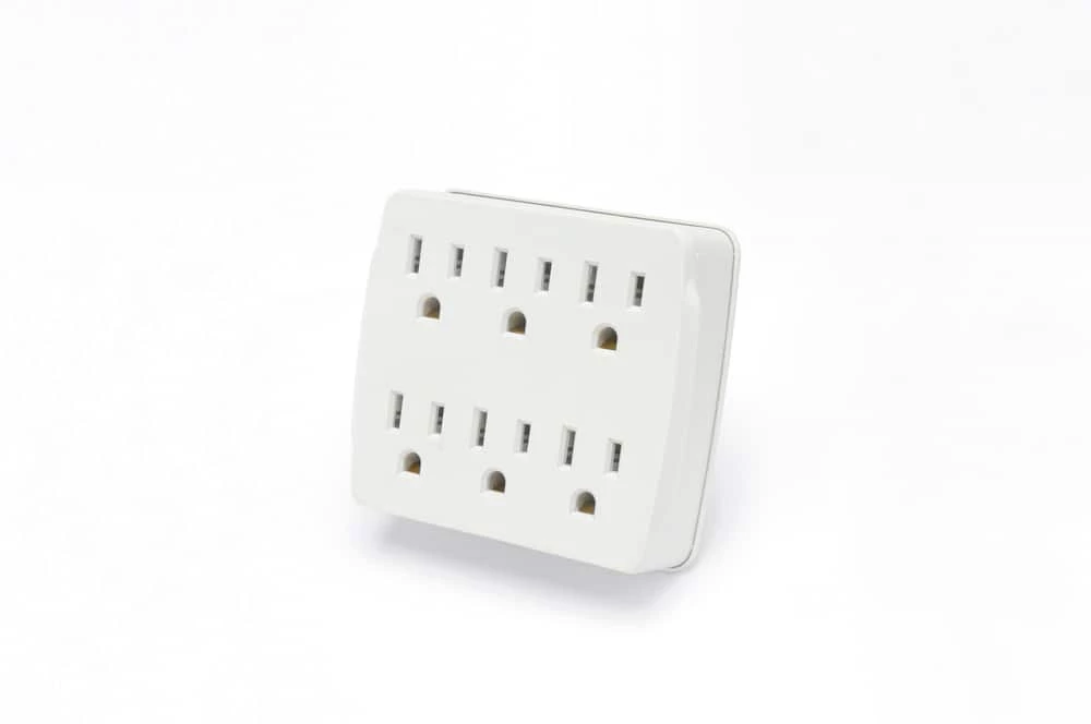 Certified 6-Outlet Extender Wall Tap, Grounded Adapter, 3-Prong, White - Image 2