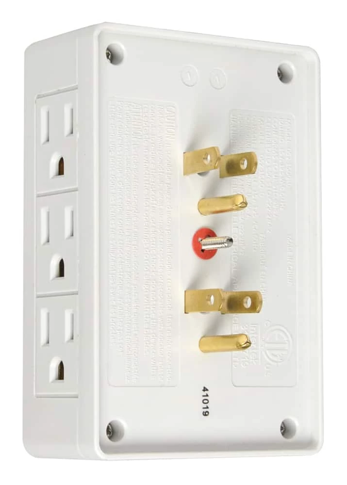 Certified 6-Outlet Side Access Wall Tap Adapter, White - Image 3