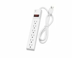 Certified 6-Outlet Surge Protector Power Bar, 3-ft Cord, 350 Joules, White