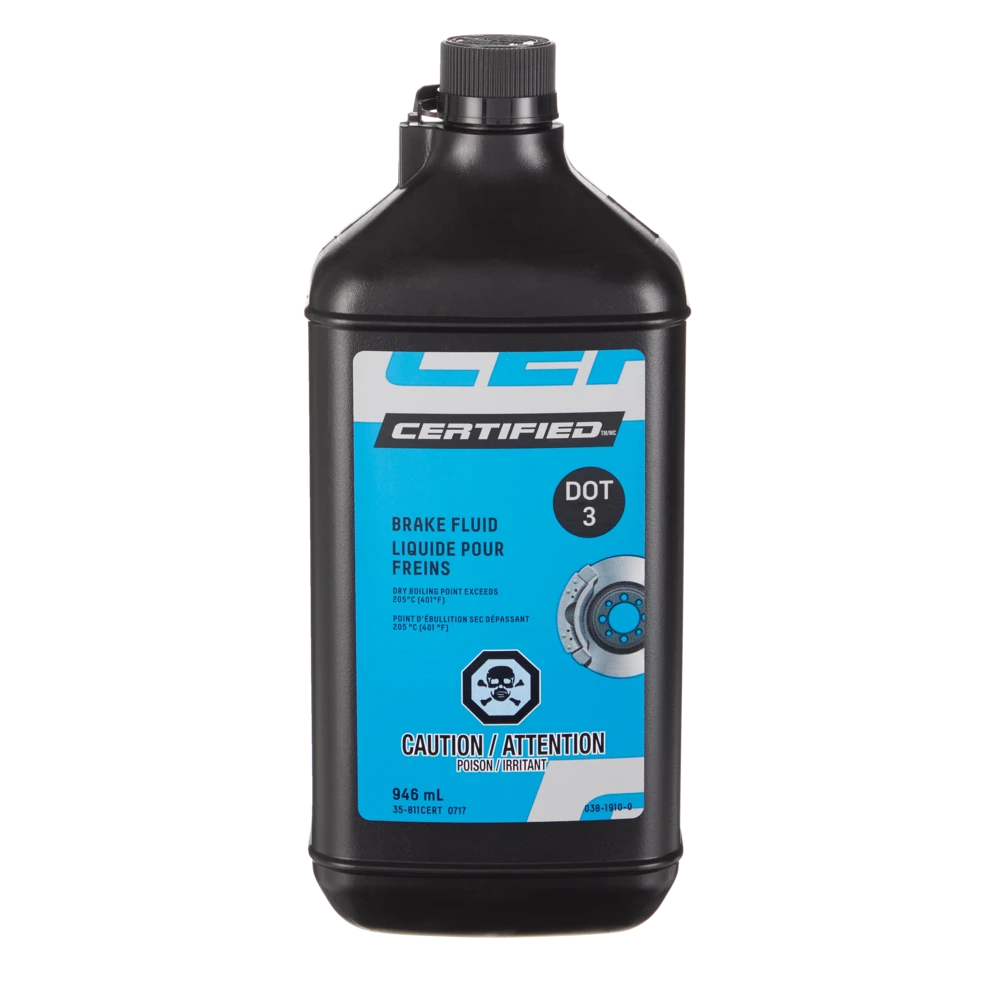 Certified DOT 3 Brake Fluid, Assorted Volumes