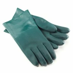 Certified Waterproof Cotton PVC Men's Work Gloves, Large, Green