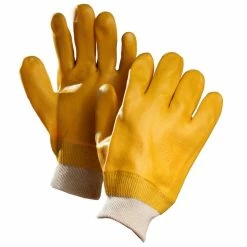 Certified Cotton PVC Men's Gardening Gloves, One Size Fits Most, Yellow