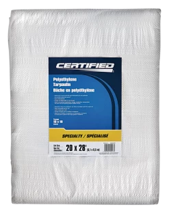 Certified Specialty White Poly Tarp, Waterproof, 20-ft X 28-ft