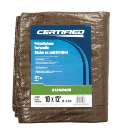 Certified Standard Duty Brown Poly Tarp, 10-ft X 12-ft