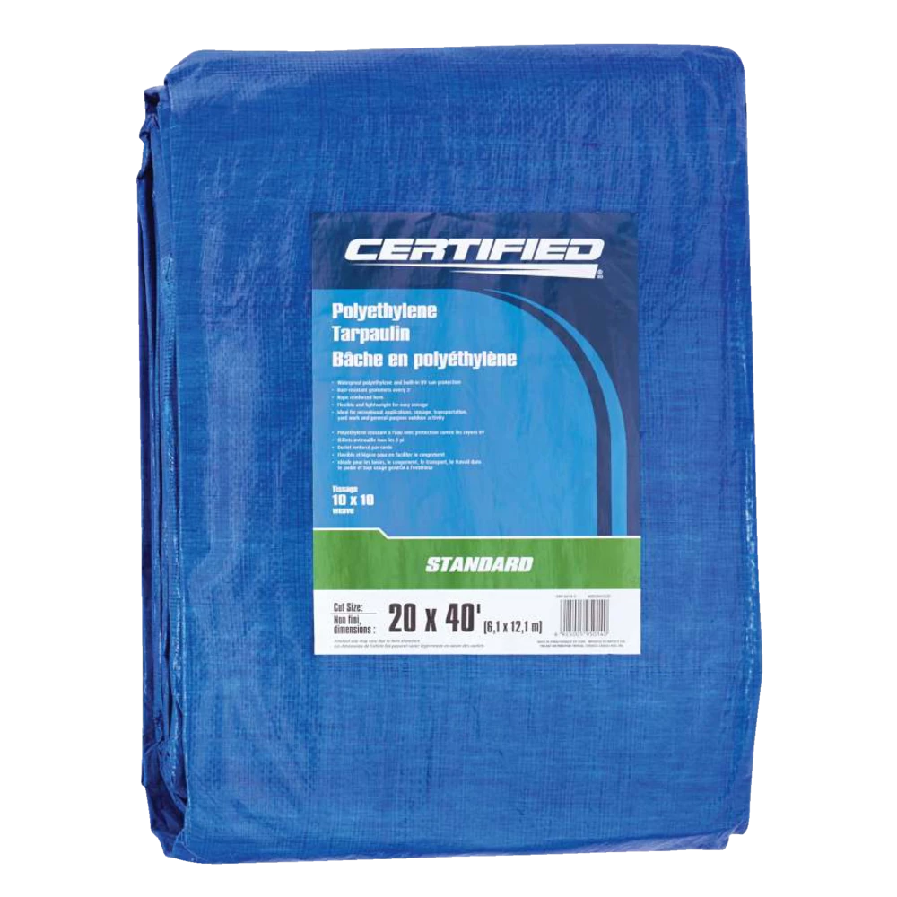 Certified Standard Duty Poly Tarp, Waterproof, 20-ft X 40-ft