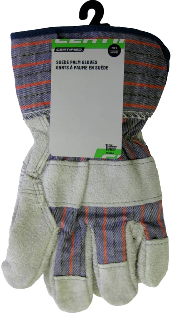 Certified Suade Palm Men's Work Gloves, Assorted Sizes - Image 4