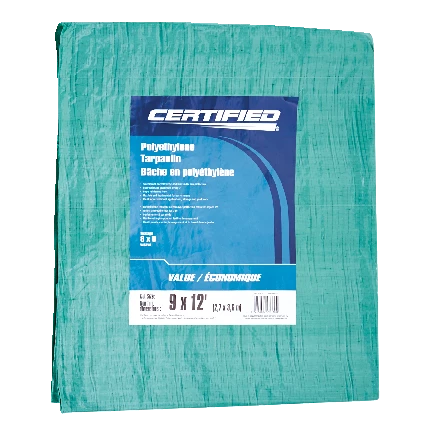 Certified Light Duty Poly Tarp, Waterproof, 9-ft X 12-ft