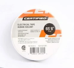 Certified Vinyl Electrical Tape, White, 3/4-in X 20-m