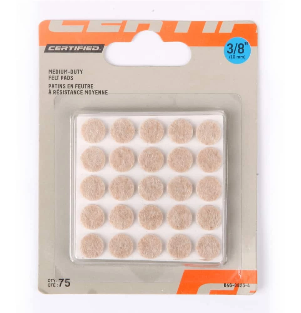 Certified Round Beige Medium Duty Felt Pads, 3/8-in - Image 2