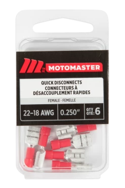 Certified 22-18 AWG Automotive Female Quick Disconnect, .250-in, 6-pk