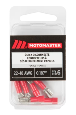 Certified 22-18 AWG Automotive Female Quick Disconnect, .187-in, 6-pk