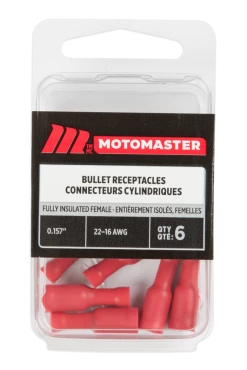 Certified 22-18 AWG Fully Insulated Female Bullet, .157-in, 6-pk