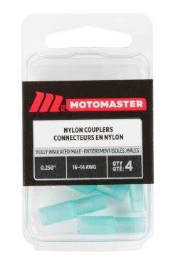 Certified 22-18 AWG Nylon Fully Insulated Male Quick Disconnect, .250-in, 4-pk