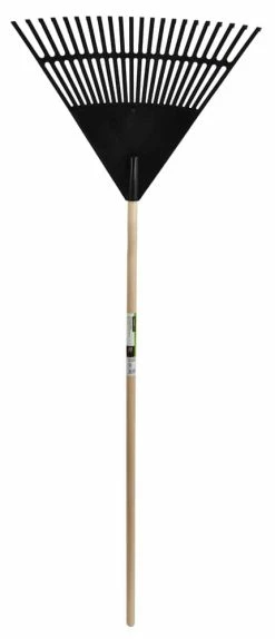 Certified Garden Club 22-in Wide Poly 22-Tine Leaf Rake, 59-in Hardwood Shaft