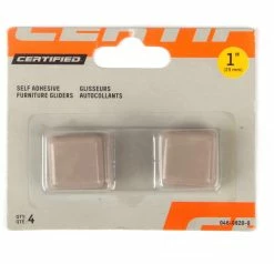 Certified Square Taupe Self-Adhesive Furniture Gliders, 1-in