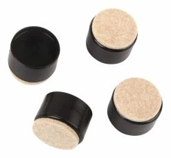 Certified Black Plastic Leg Tips With Felt, 1-1/4-in