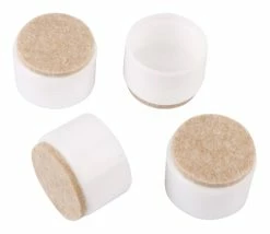 Certified White Plastic Leg Tips With Felt, 1-1/4-in