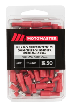 Certified 22-18 AWG Male/Female Bullet Connector, Bulk Pack, .157-in, 50-pk