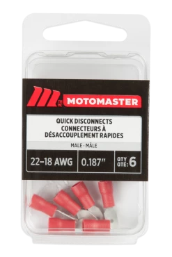 Certified 22-18 AWG Automotive Male Quick Disconnect, .187-in, 6-pk