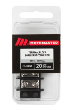 Certified 22-10 AWG 4-Pole Terminal Block, 20-Amp