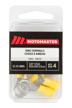 Certified 12-10 AWG Automotive Ring Terminal, 3/8-in, 4-pk