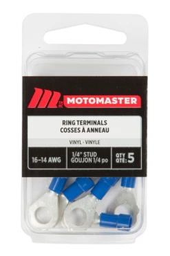 Certified 16-14 AWG Automotive Ring Terminal, 1/4-in, 5-pk
