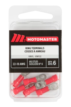Certified 22-18 AWG Automotive Ring Terminal, #6 Stud, 6-pk