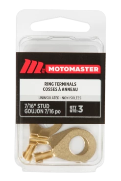 Certified Open Barrel Ring Terminal, 7/16-in, 3-pk