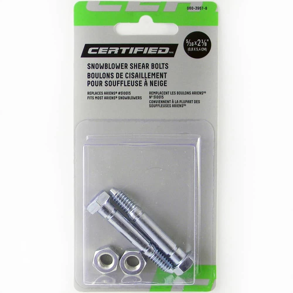 Certified RePlacement Shear Bolt For Ariens Snowblower 2 Pk ., 5/16" X 21/8" - Image 2