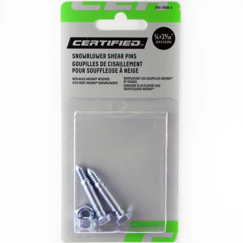 Certified RePlacement Shear Bolt For Ariens Snowblower, 2 Pk., 1/4 X 1 9/16" - Image 2